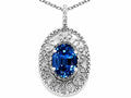 Tommaso Design Oval 9x7mm Created Blue Sapphire Filigree Pendant Necklace