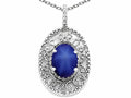 Tommaso Design Oval 9x7mm Created Star Sapphire Filigree Pendant Necklace