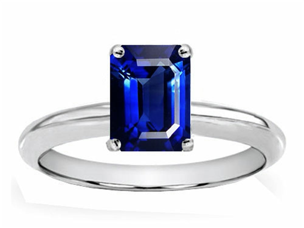 Tommaso Design Octagon Cut 8x6mm Created Blue Sapphire Ring