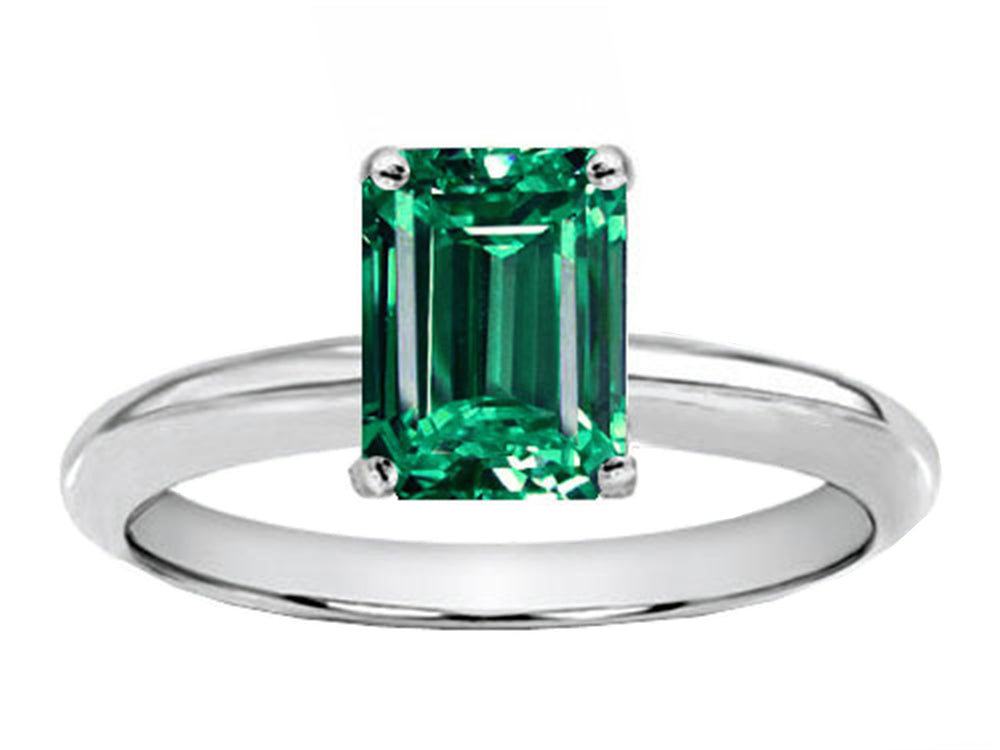 Tommaso Design Octagon Cut 8x6mm Simulated Emerald Ring