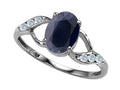 Tommaso Design Oval 8x6mm Genuine Black Sapphire Ring