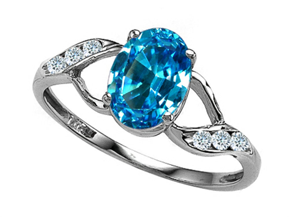 Tommaso Design Oval 8x6mm Genuine Blue Topaz Ring