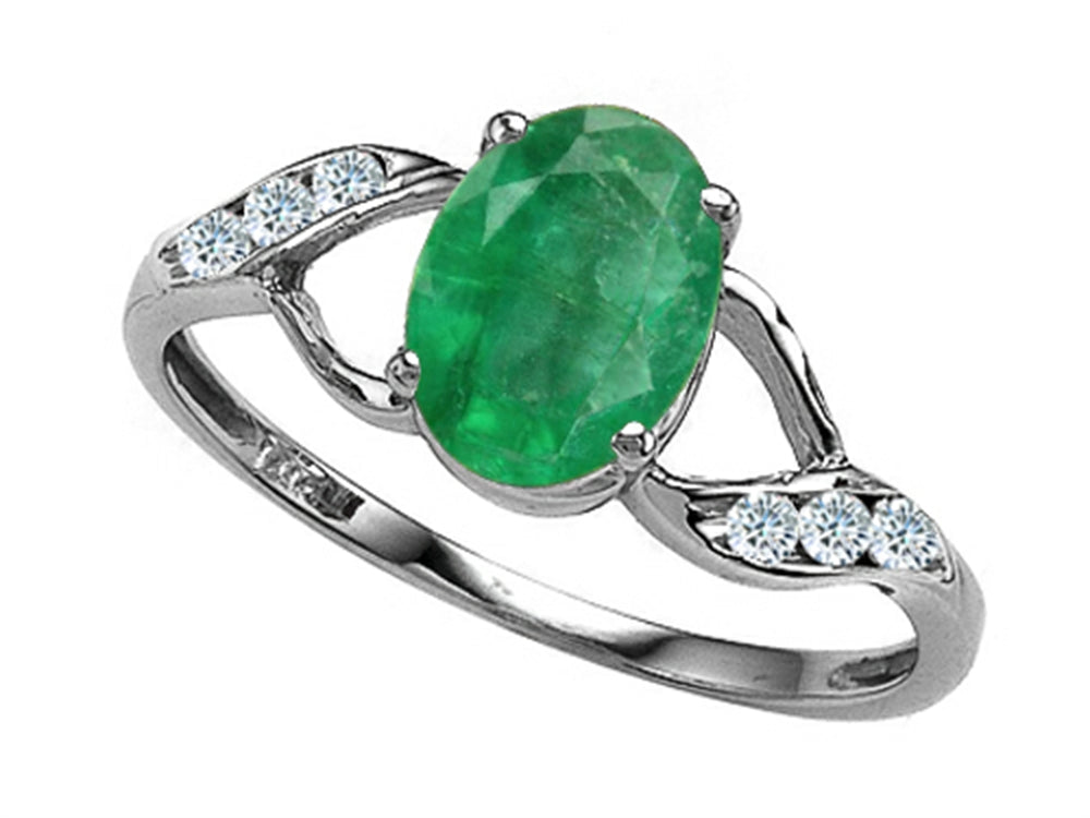 Tommaso Design Genuine Oval Emerald Ring