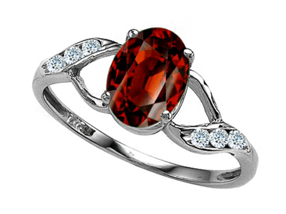 Tommaso Design Oval 8x6mm Genuine Garnet Ring