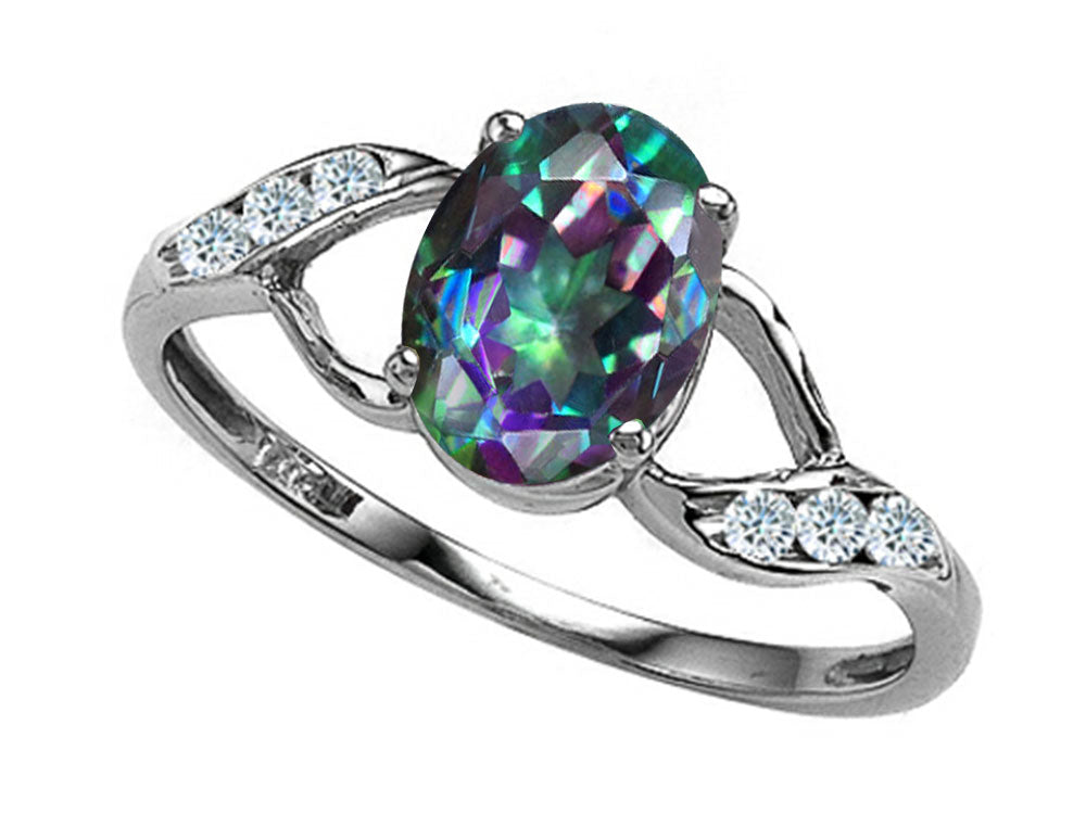 Tommaso Design Oval 8x6mm Mystic Rainbow Topaz Ring
