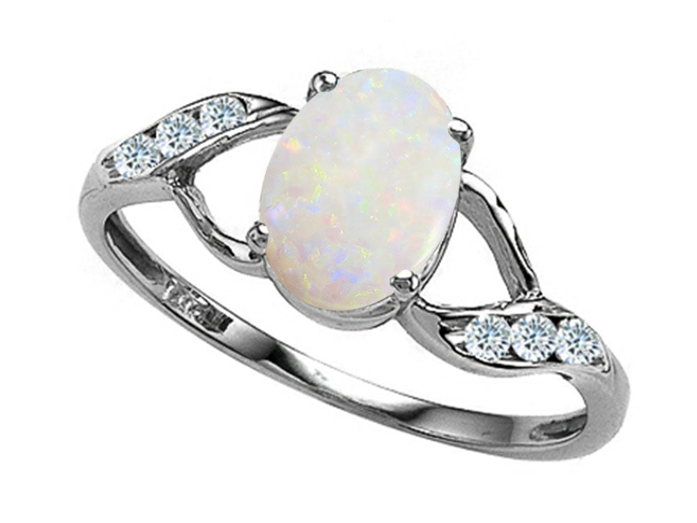 Tommaso Design Genuine Oval Opal Ring
