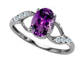 Tommaso Design Oval Genuine Amethyst Ring