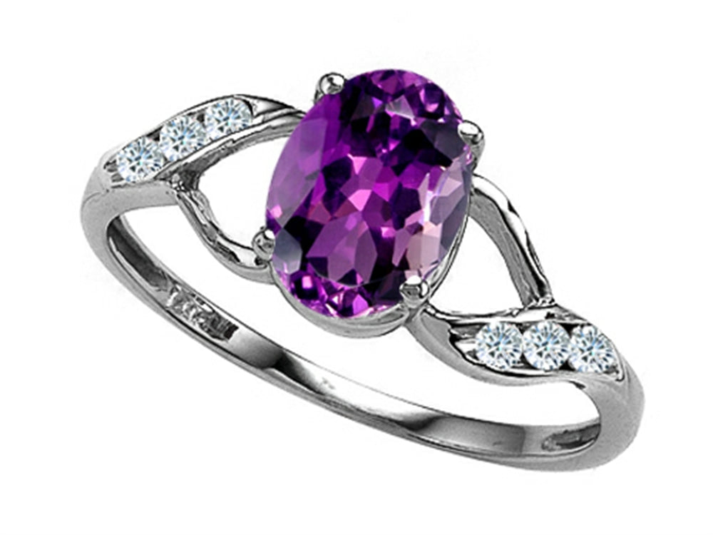 Tommaso Design Oval Genuine Amethyst Ring