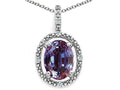 Tommaso Design Oval 9x7mm Simulated Alexandrite Pendant Necklace