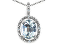 Tommaso Design Oval 9x7mm Genuine Aquamarine Pendant Necklace