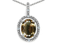 Tommaso Design Oval 9x7mm Genuine Smoky Quartz Pendant Necklace