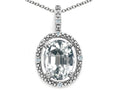 Tommaso Design Oval 9x7mm Genuine White Topaz Pendant Necklace