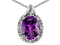 Tommaso Design Oval 10x8mm Genuine Amethyst Pendant Necklace