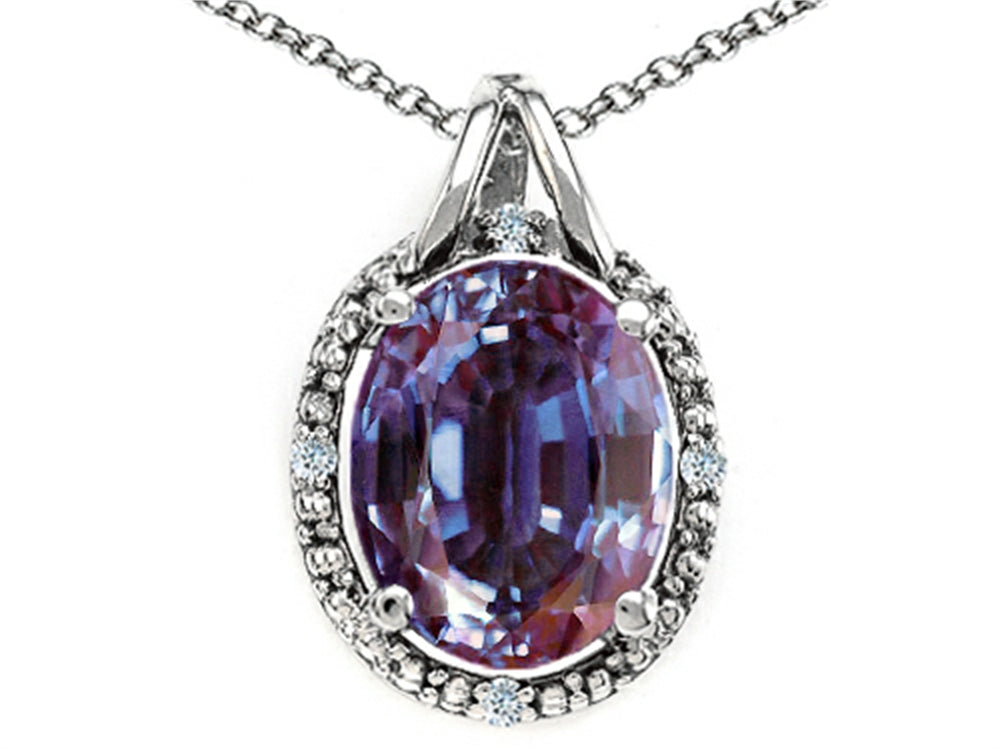Tommaso Design Oval 10x8mm Simulated Alexandrite Pendant Necklace
