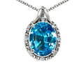 Tommaso Design Oval 10x8mm Genuine Blue Topaz Pendant Necklace