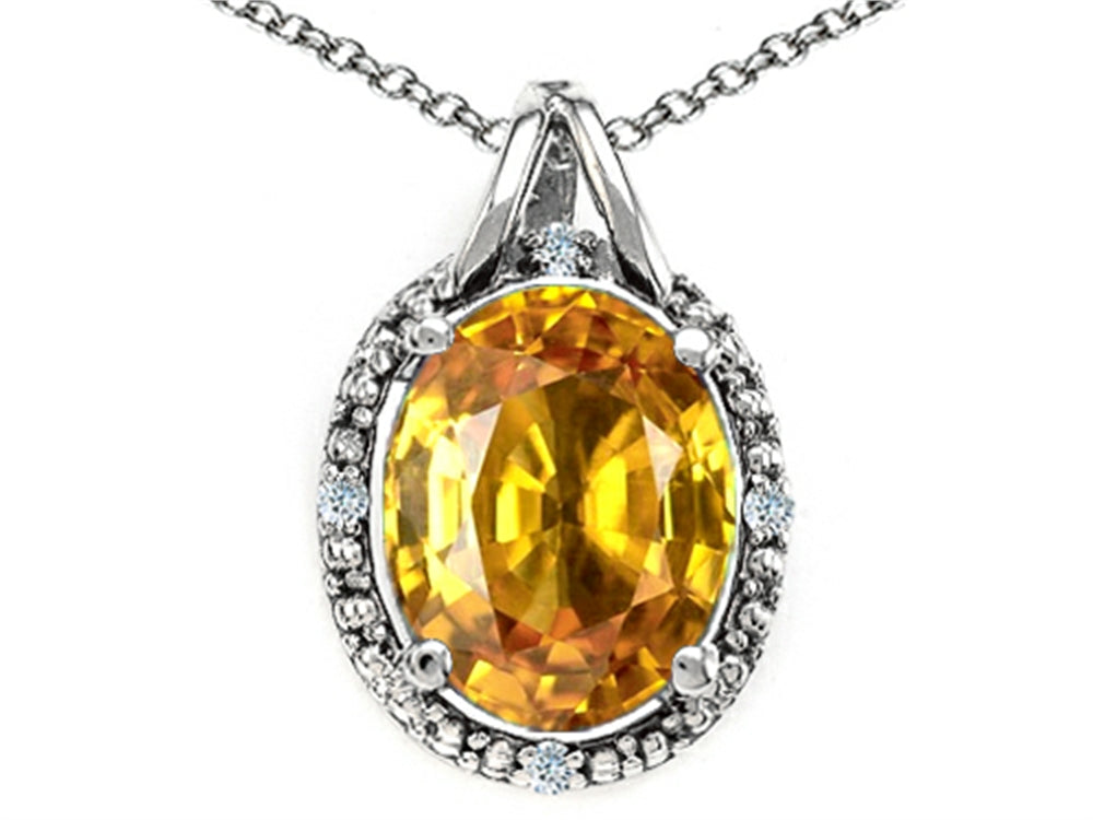 Tommaso Design Oval 10x8mm Genuine Citrine Pendant Necklace