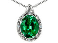 Tommaso Design Oval 10x8mm Simulated Emerald Pendant Necklace
