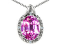 Tommaso Design Oval 10x8mm Created Pink Sapphire Pendant Necklace