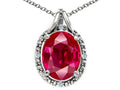 Tommaso Design Oval 10x8mm Created Ruby Pendant Necklace
