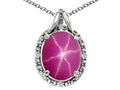 Tommaso Design Oval 10x8mm Created Star Ruby Pendant Necklace