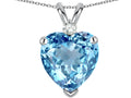 Star K Genuine 8mm Light Sky Blue Topaz Heart Pendant Necklace