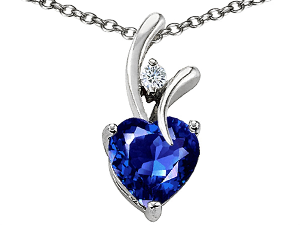 Star K Created Heart Shaped Sapphire Pendant Necklace
