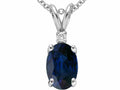 Tommaso Design Oval 7x5mm Genuine Sapphire Pendant Necklace