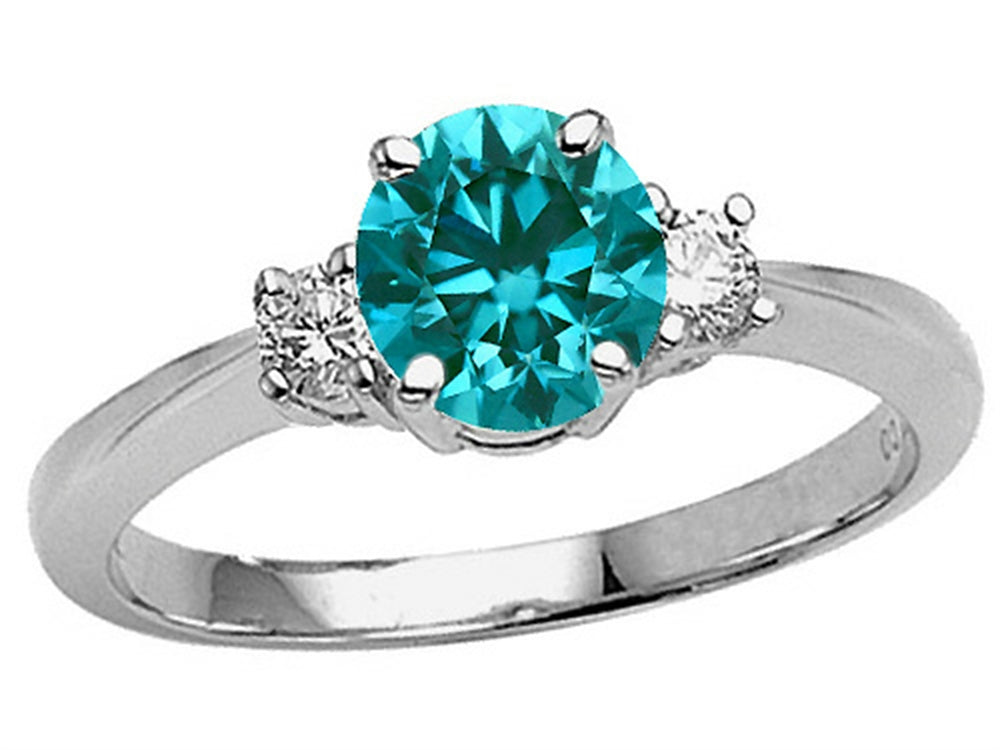 Tommaso Design Round 7mm Genuine Blue Topaz s set in Engagement Ring