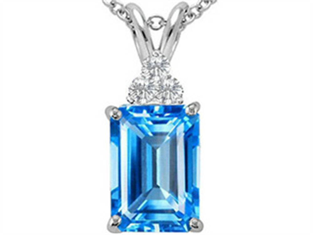 Tommaso Design Zoe R Octagon cut 8x6mm Genuine Blue Topaz Pendant Necklace