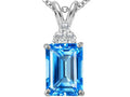 Tommaso Design Zoe R Octagon cut 8x6mm Genuine Blue Topaz Pendant Necklace