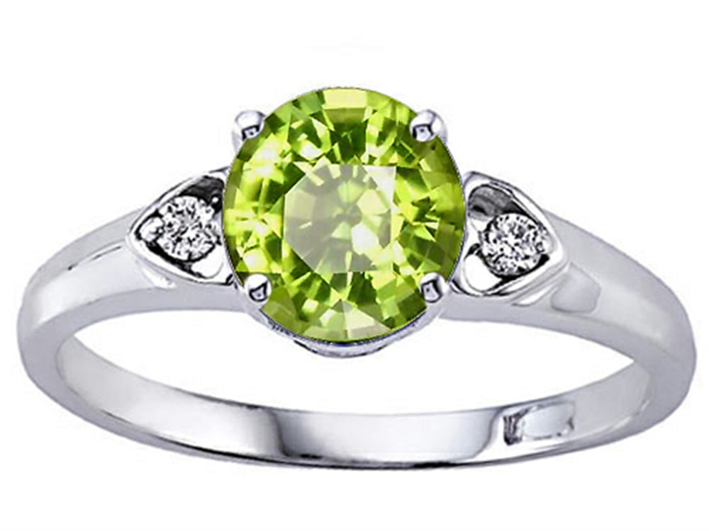 Tommaso Design Round 7mm Genuine Peridot Engagement Ring