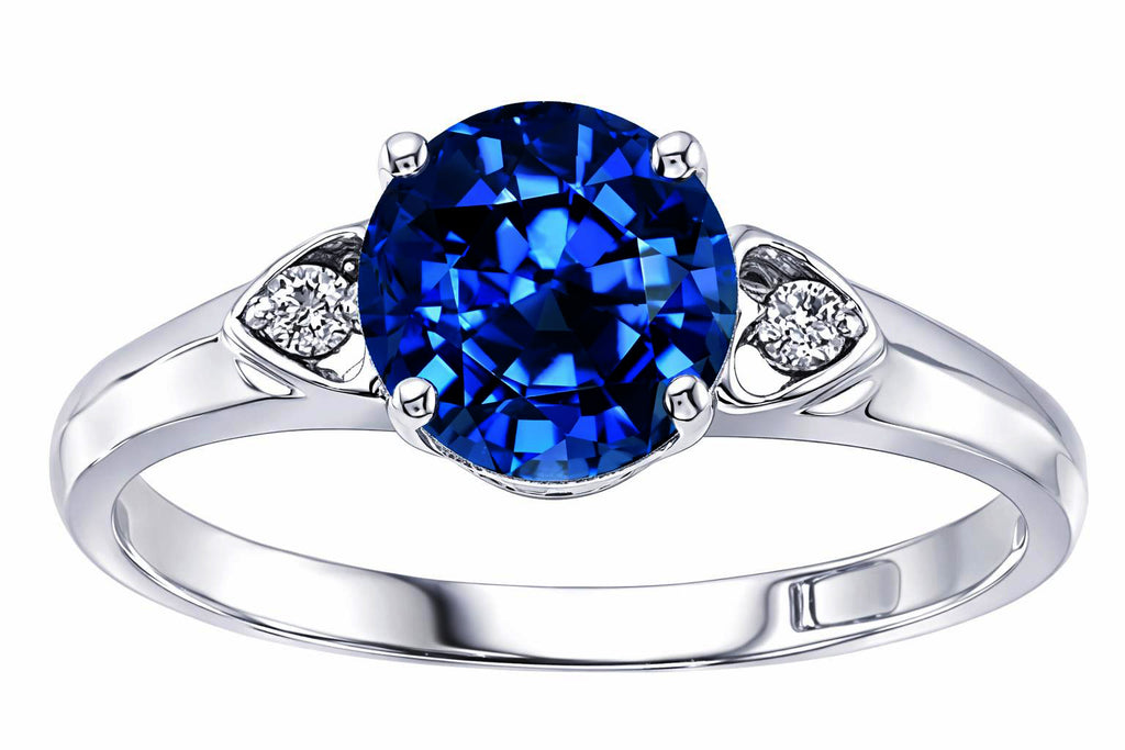 Tommaso Design Round 7mm Created Blue Sapphire Engagement Ring