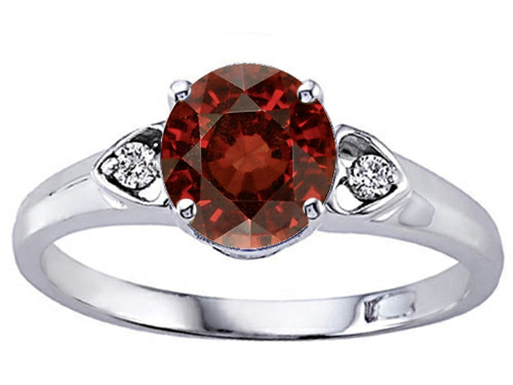 Tommaso Design Round 7mm Genuine Garnet Engagement Ring