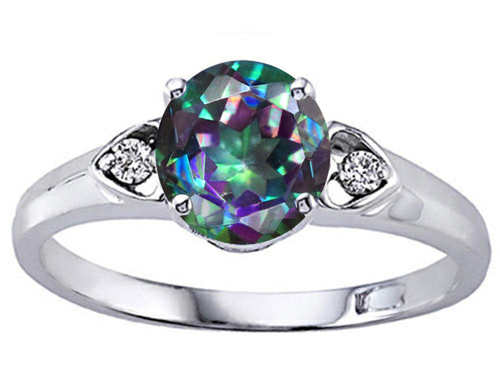 Tommaso Design Round 7mm Mystic Rainbow Topaz Engagement Ring
