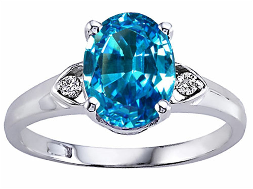 Tommaso Design Oval 9x7 mm Genuine Blue Topaz Ring