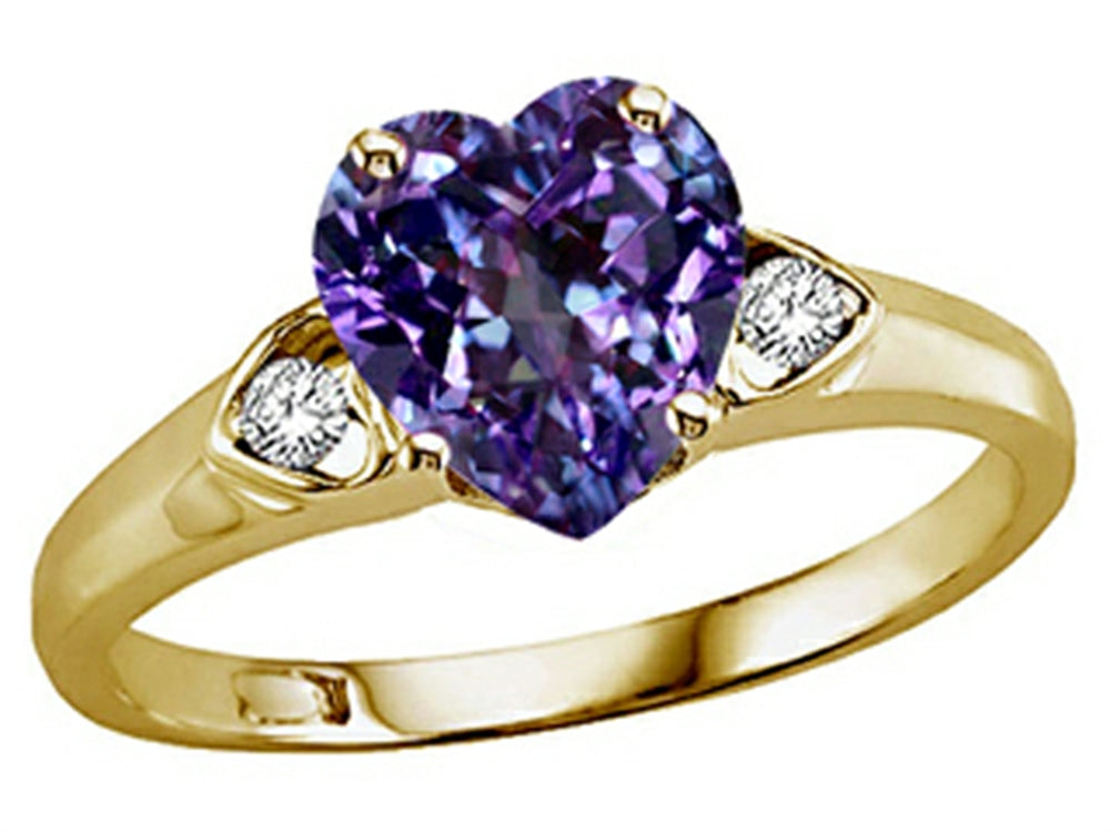 Tommaso Design Heart Shape 8mm Simulated Alexandrite Ring