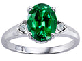 Tommaso Design Oval 9x7mm Simulated Emerald Ring
