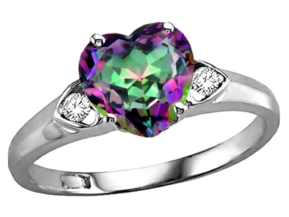 Tommaso Design Heart Shape 8mm Mystic Rainbow Topaz Ring