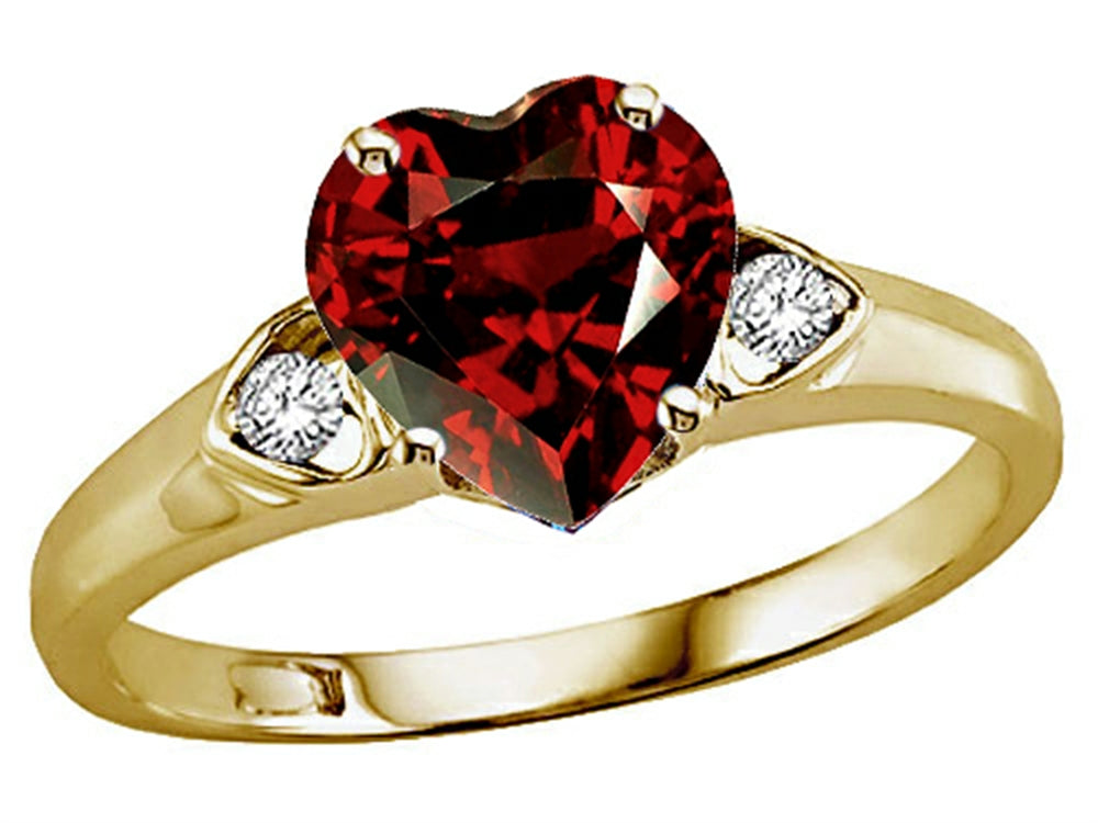 Tommaso Design Heart Shape 8mm Genuine Garnet Ring