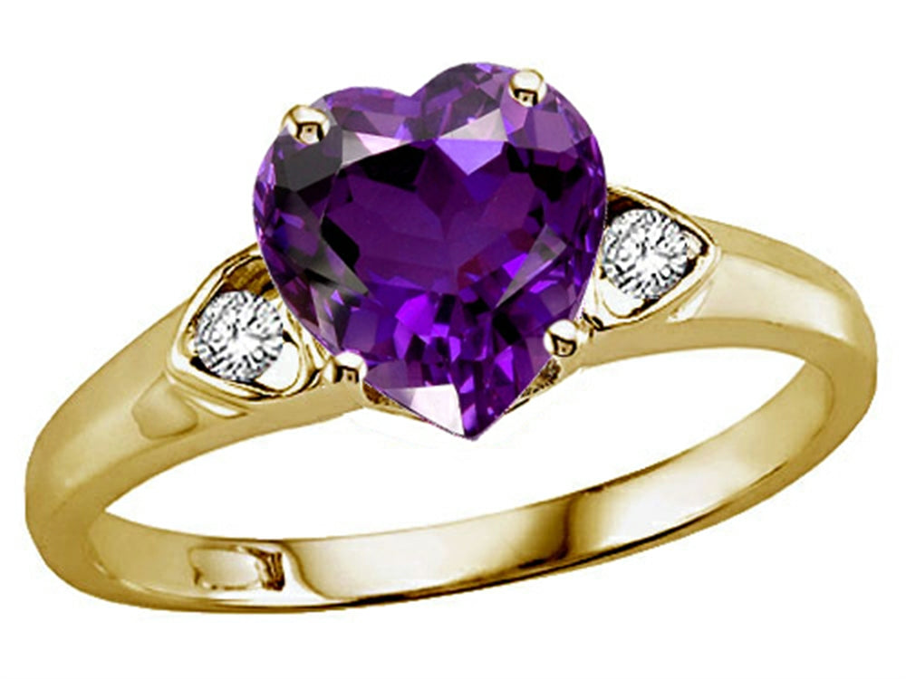 Tommaso Design Heart Shape 8mm Genuine Amethyst Ring