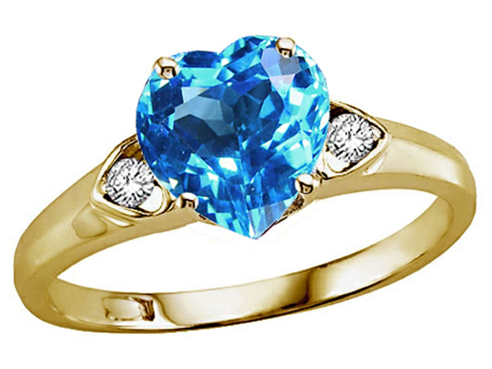 Tommaso Design Heart Shape 8mm Genuine Blue Topaz Ring