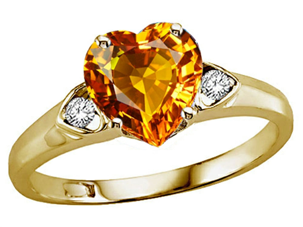 Tommaso Design Heart Shape 8mm Genuine Citrine Ring