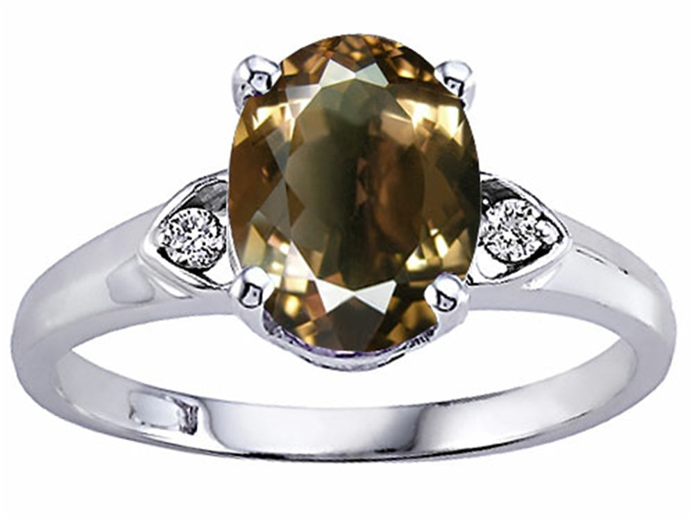 Tommaso Design Oval 9x7 mm Genuine Smoky Quartz Ring