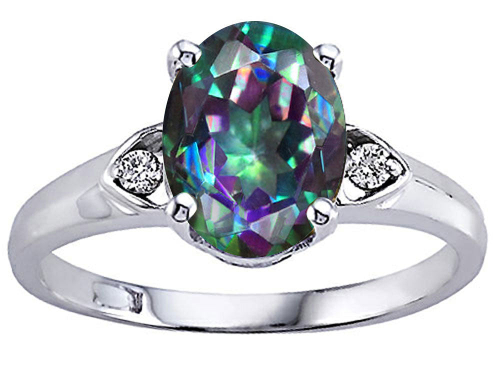 Tommaso Design Oval 9x7 mm Mystic Rainbow Topaz Ring