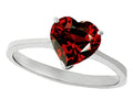 Tommaso Design Genuine Garnet Heart Shape 8mm Solitaire Engagement Ring