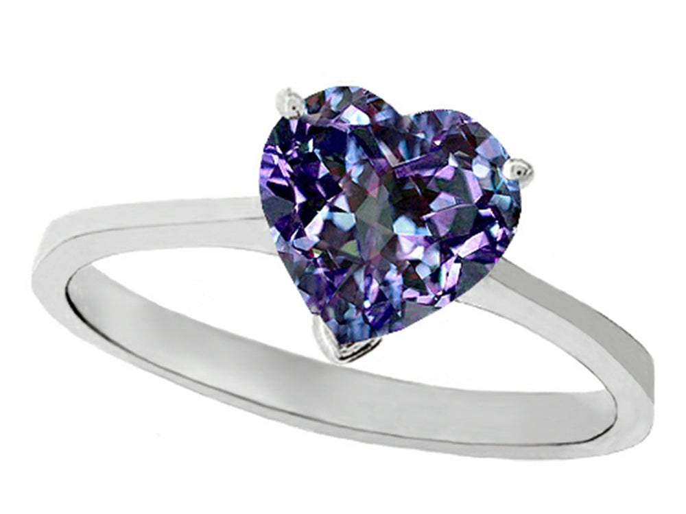 Tommaso Design Simulated Alexandrite Heart Shape 8mm Solitaire Engagement Ring
