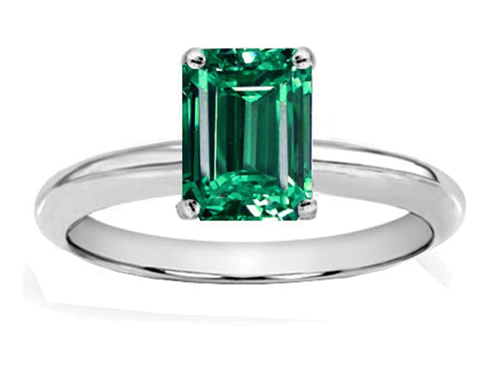 Tommaso Design Octagon Cut 8x6mm Simulated Emerald Ring