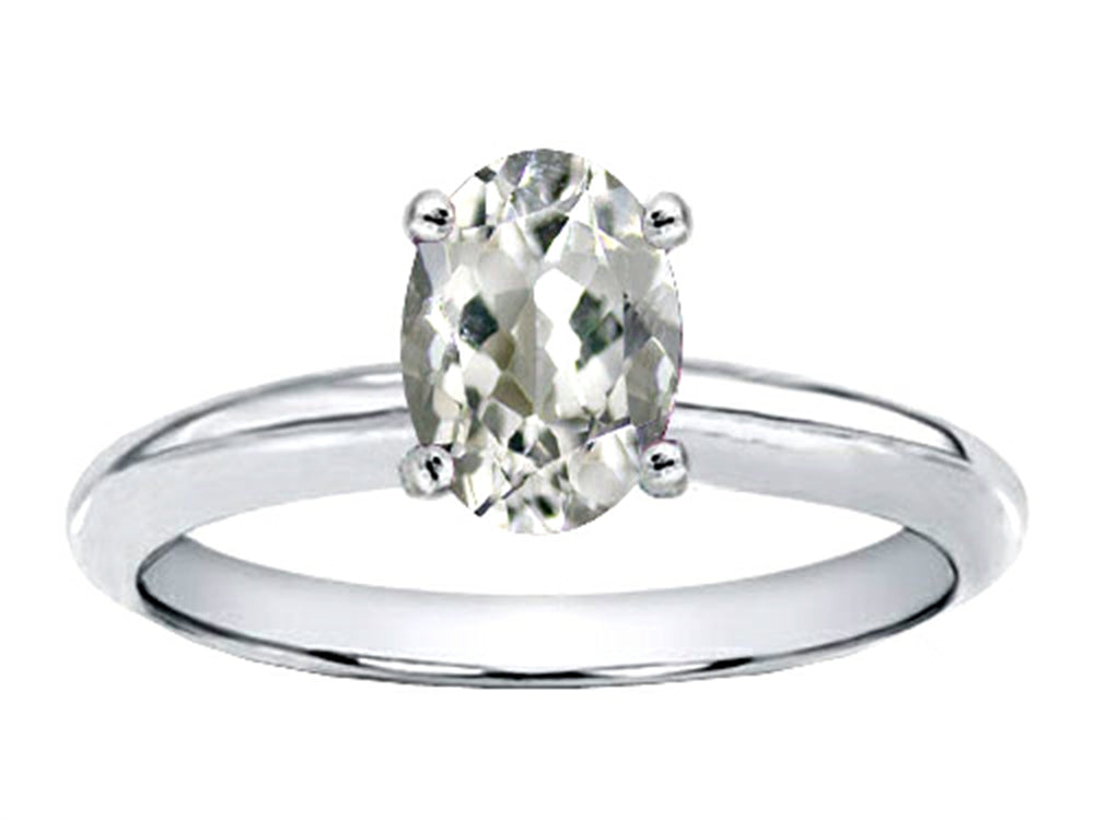 Tommaso Design Genuine White Topaz Solitaire Engagement Ring