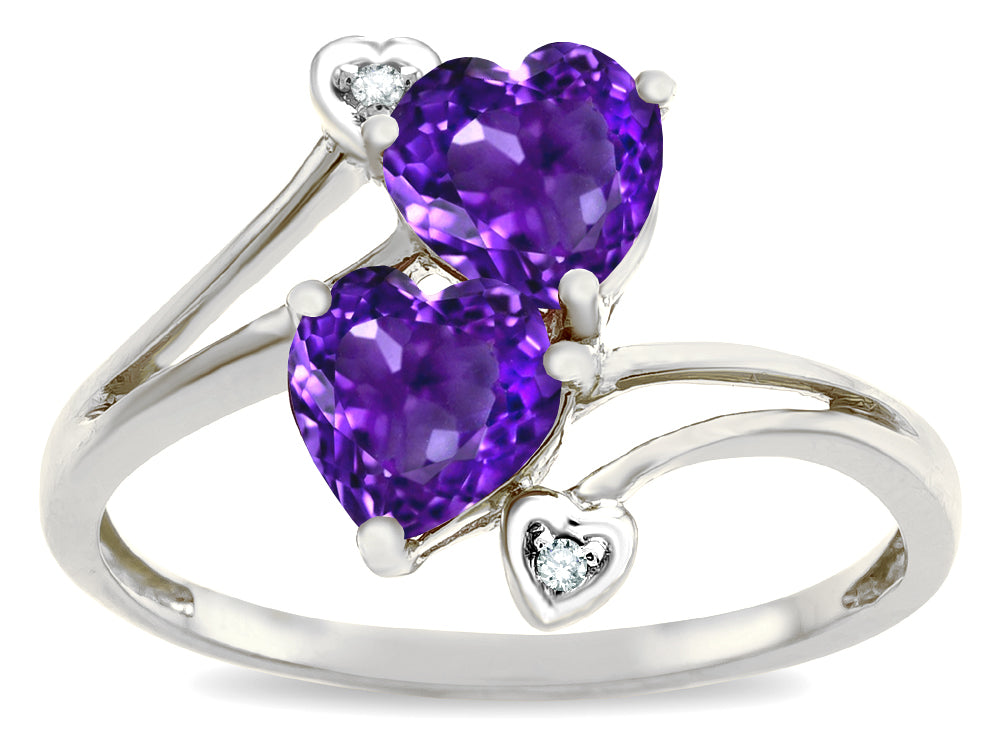 Tommaso Design Heart Shape 6 mm Genuine Amethyst Ring