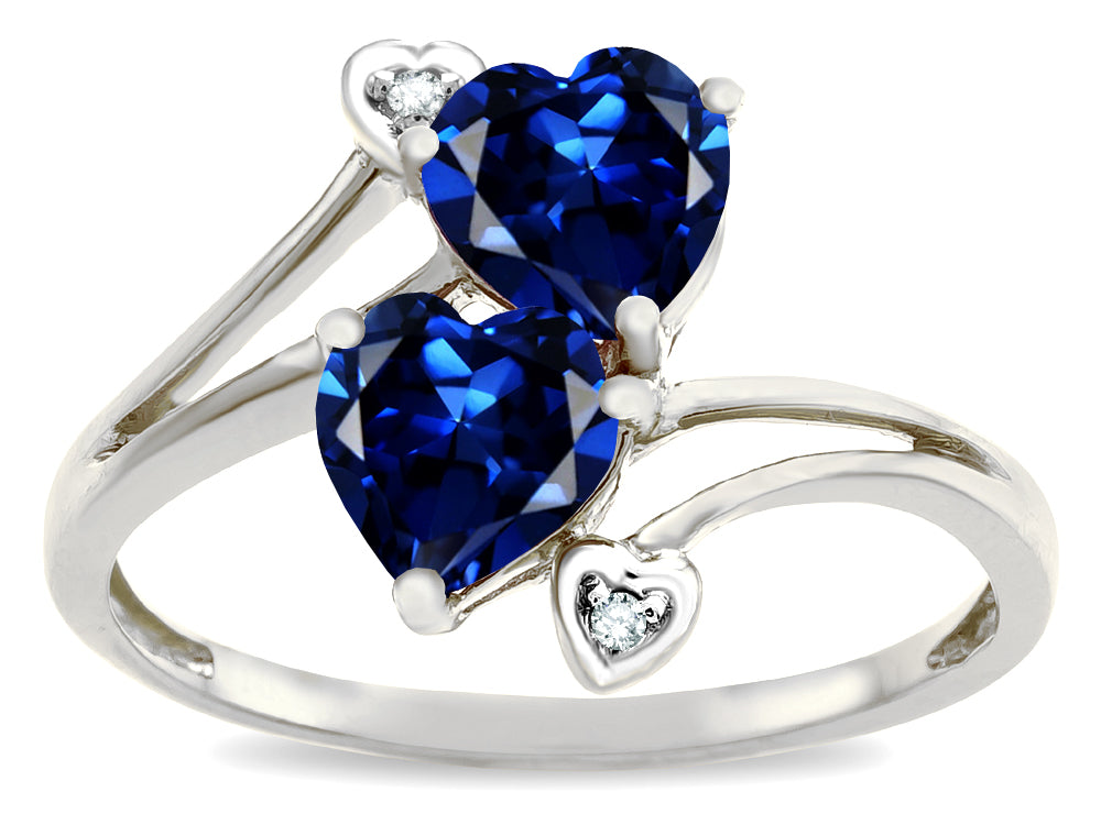 Tommaso Design Heart Shape 6 mm Created Blue Sapphire Ring